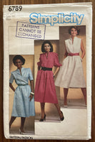 Simplicity 6789 vintage 1980s dress sewing pattern