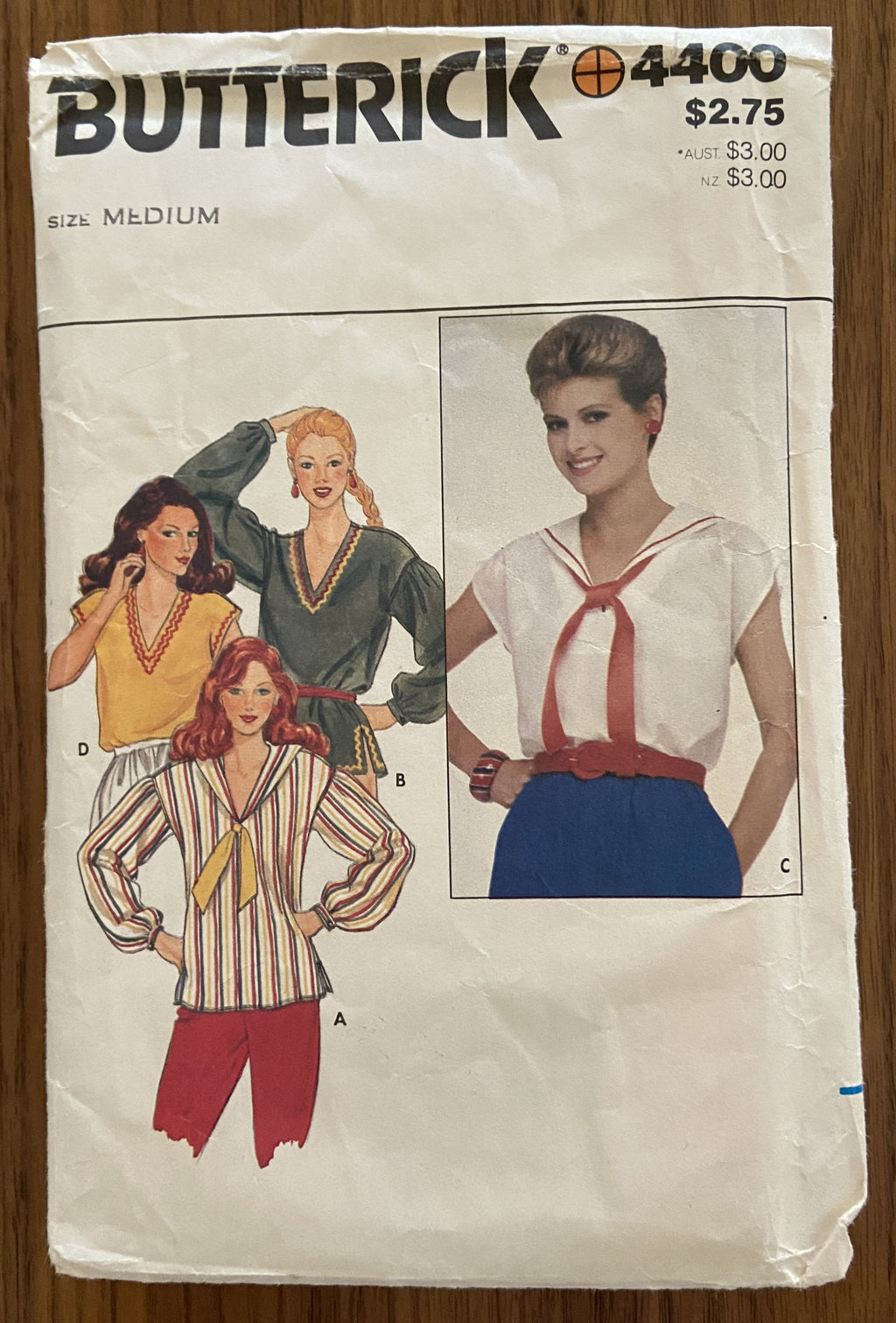 Butterick 4400 vintage 1980s tops pattern