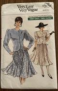 Vogue 7119 vintage 1980s top and skirt sewing pattern Bust 30 1/2, 31 1/2, 32 1/2 inches
