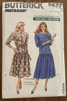 Butterick 6677 vintage 1980s dress sewing pattern