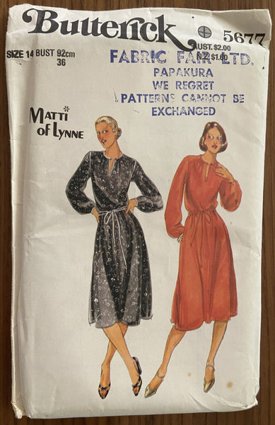 Butterick 5677 vintage 1970s Matti of Lynne dress pattern