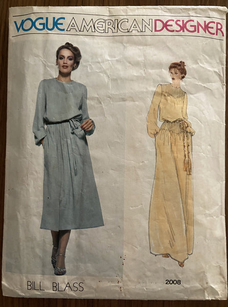Vogue 2008 vintage 1970s Vogue American Designer Bill Blass dress pattern in two lengths Bust 34 inches