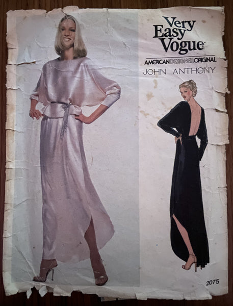 Vogue 2075 Vintage 1970s Vogue American Designer Original John Anthony sewing pattern Bust 32 1/2 inches