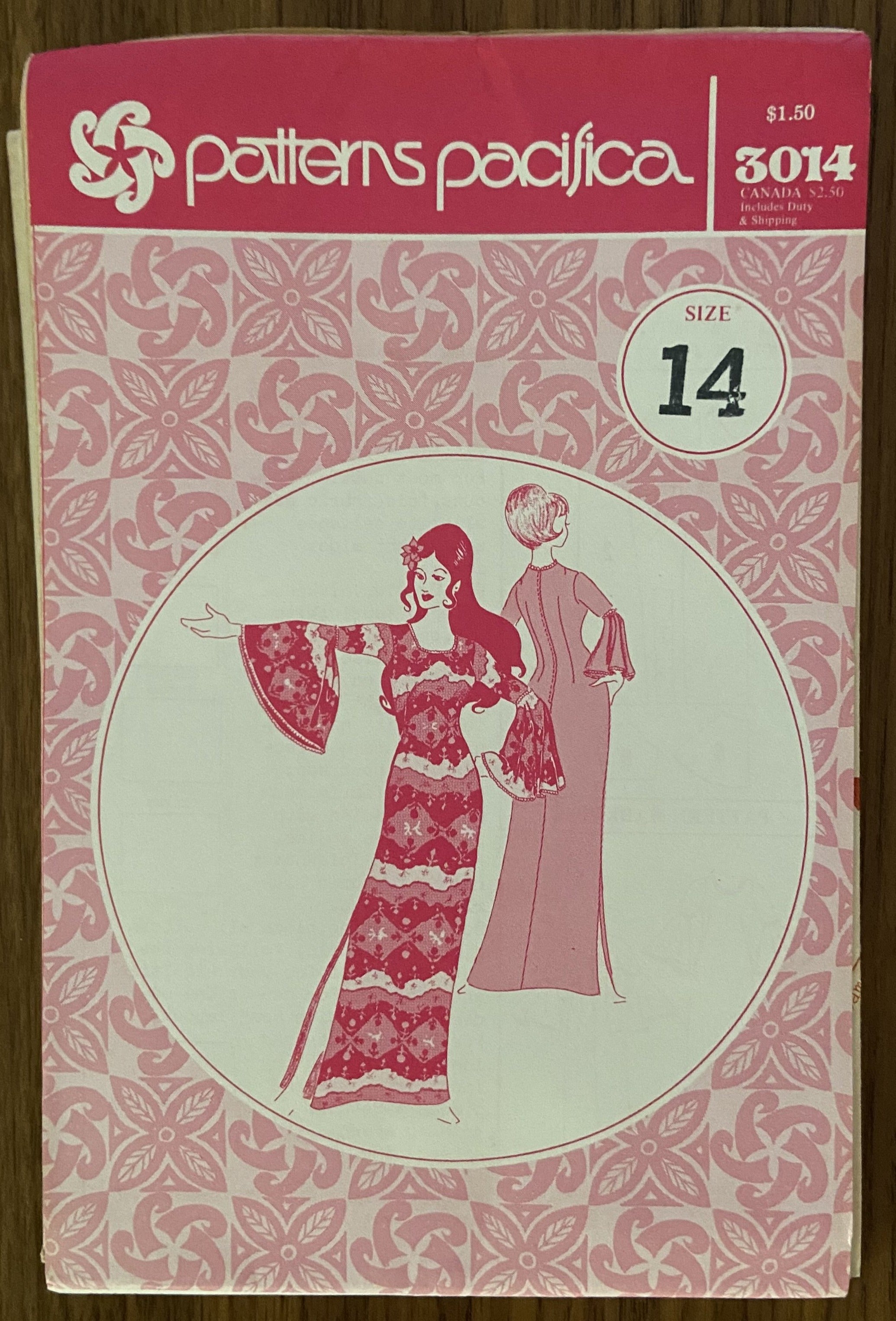 Patterns Pacifica 3014 vintage 1970s  dress pattern