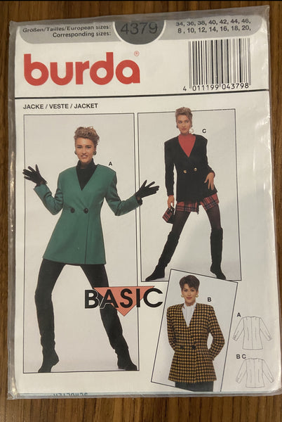 Burda 4379 Vintage 1980s  jacket pattern