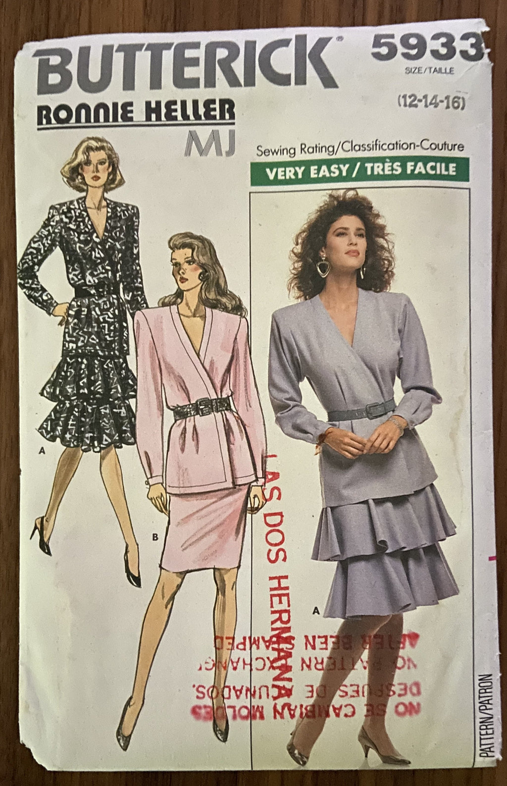 Butterick 5933 Ronnie Heller vintage 1980s skirt and top sewing pattern