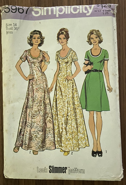 Simplicity 5967 vintage 1970s dress pattern