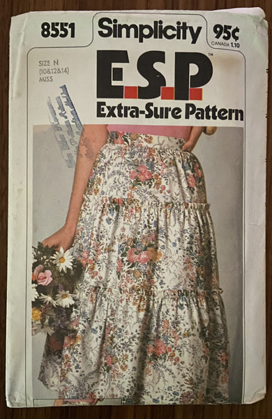 Simplicity 8551 vintage 1970s tiered skirt pattern