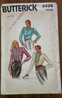 Butterick 3336 vintage 1980s blouse sewing pattern