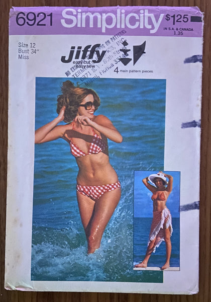 70s Bikini Swimsuit Sewing Pattern / Vintage Bathing Suit / Bra