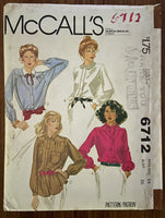 McCall's 6712 vintage 1970s blouse sewing pattern