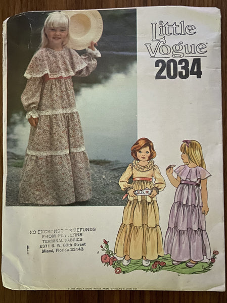 Vogue 2034 Little Vogue vintage 1970s child's dress pattern