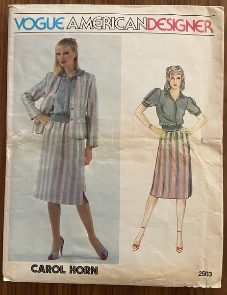 Vogue 2503 American Designer Original Carol Horn skirt, blouse jacket sewing pattern Bust 36 inches