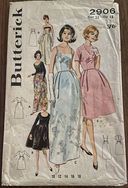 Copy of Butterick 2906 vintage 1960s evening dress sewing pattern