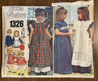 Vogue 1326 little vogue vintage 1970s child's dress and pinafores dress pattern