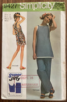 Simplicity 9427 vintage 1970s beach cover up tunic and pants pattern super jiffy