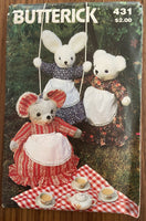 Butterick 431 vintage 1980s stuffed animals and clothes sewing pattern.