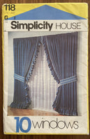 Simplicity 118 vintage 1980s window treatments instruction cards.