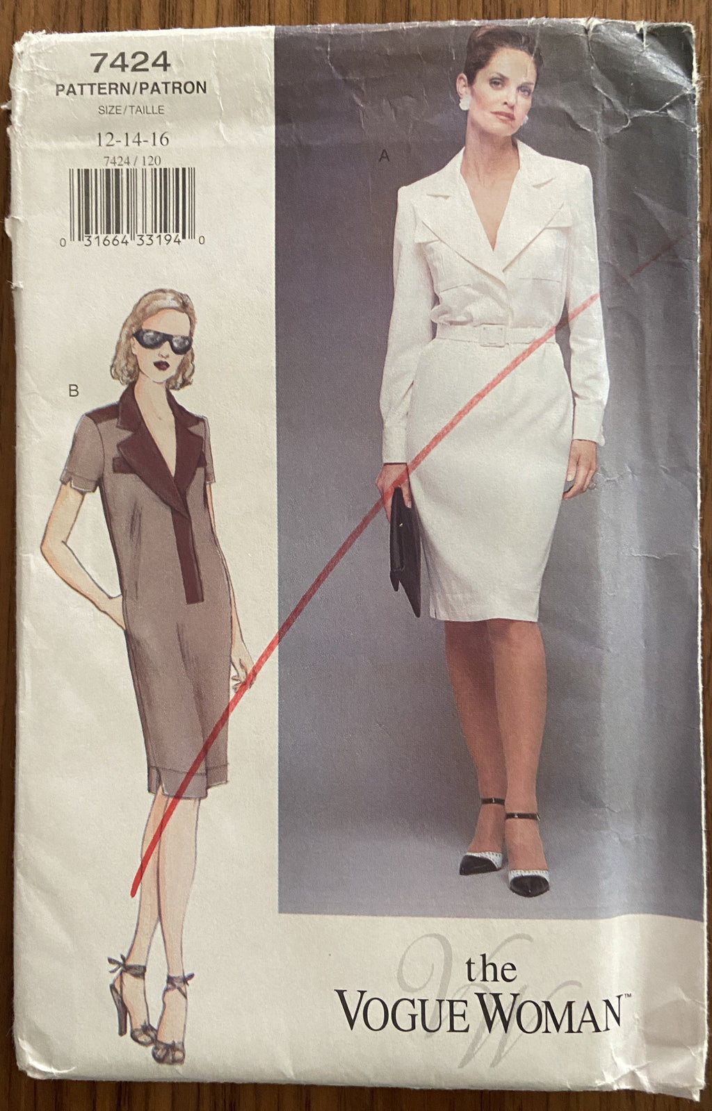 Vogue 7424 dress sewing pattern Bust 34, 36, 38 inches
