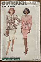 Butterick 3003 vintage 1980s top and skirt sewing pattern