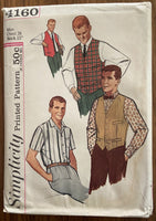 Simplicity 4160 vintage 1960s men's shirt, vest and reversible vest pattern