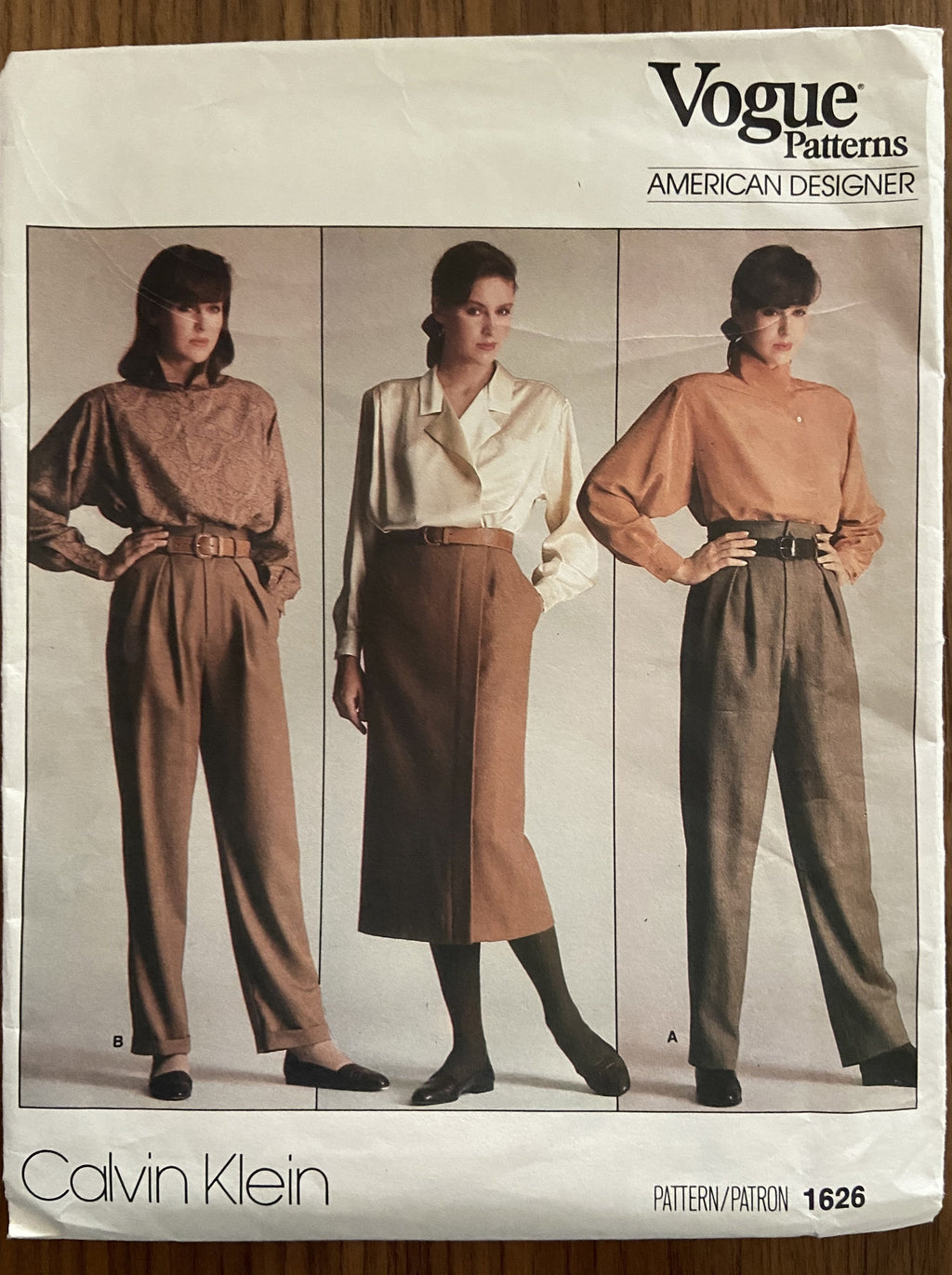 Vogue 1626 vintage 1980s designer Calvin Klein skirt and pants sewing pattern
