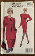 Very easy very vogue 8136 vintage 1980s jacket and dress sewing pattern Bust 34 to 38 inches