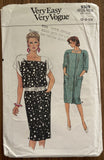 Vogue 9309 vintage very easy very vogue 1980s dress sewing pattern Bust 30 1/2, 31 1/2, 32 1/2 inches