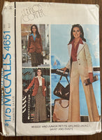 McCall's 4651 vintage marlo's corner 1970s skirt, jacket and pants pattern