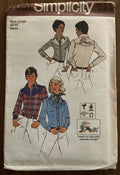 Simplicity 7051 vintage 1970s western shirt sewing pattern Size large