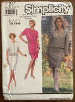 Simplicity 7107 vintage 1990s suit dress sewing pattern bust 29 1/2 to 34 inches