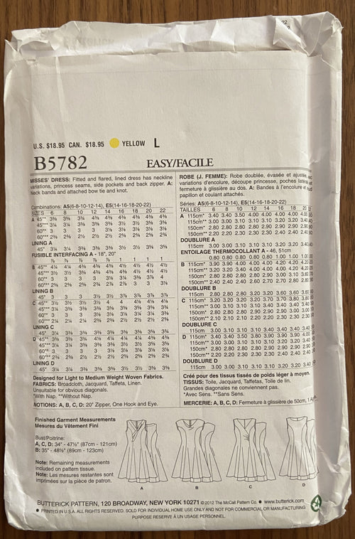 Butterick 5782 fit and flare dress pattern