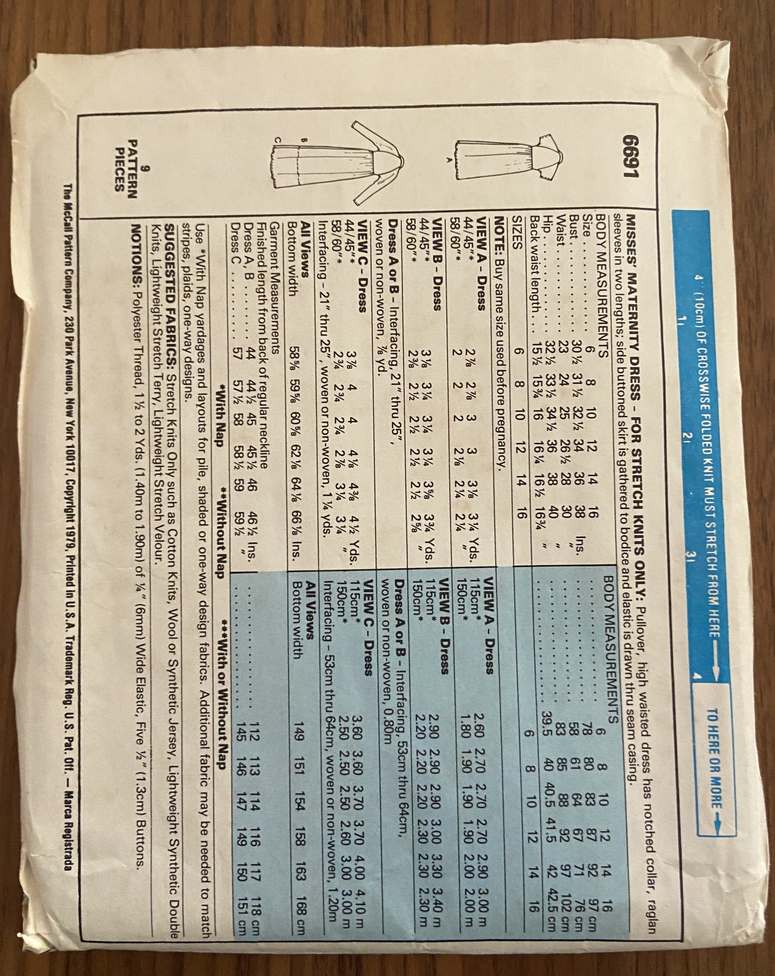 McCall's vintage 1970s maternity dress pattern