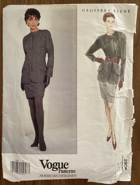Vogue 2808 American Designer Geoffrey Beene jacket and skirt sewing pattern Bust 34, 36, 38 inches