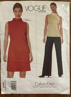 Vogue 2098 vintage 1990s Vogue Designer Original Calvin Klein dress, top and pants pattern Bust 332 1/2 to 34 inches