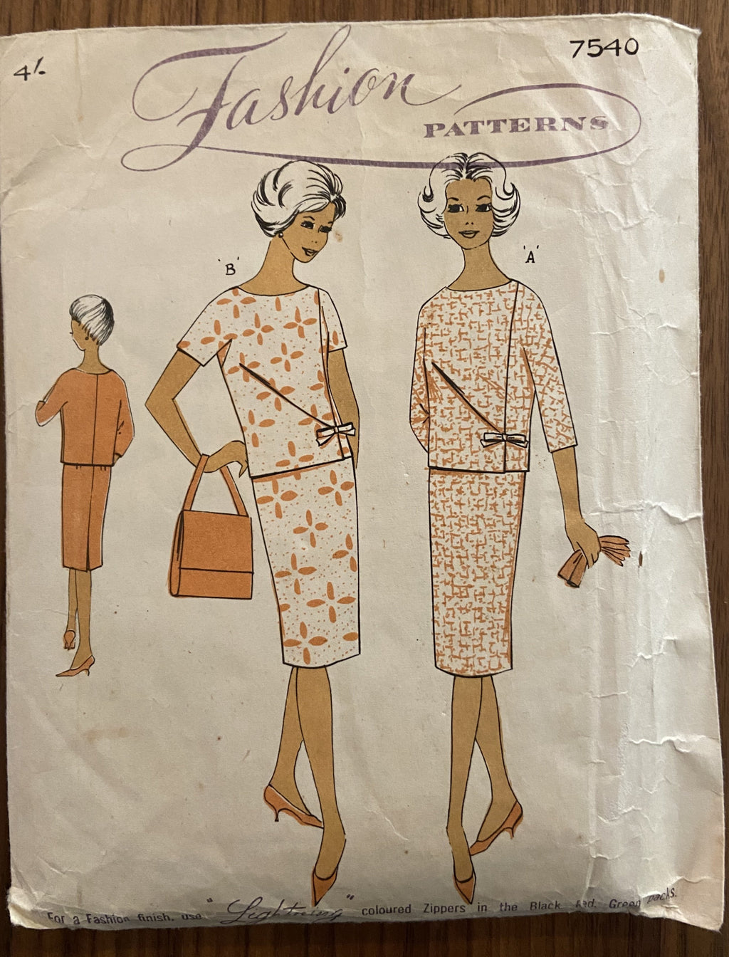 Fashion 7540 vintage1960s skirt and top sewing pattern