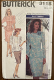 Butterick 3118 Vintage 1980s skirt and peplum top sewing pattern sizes 8 & 10