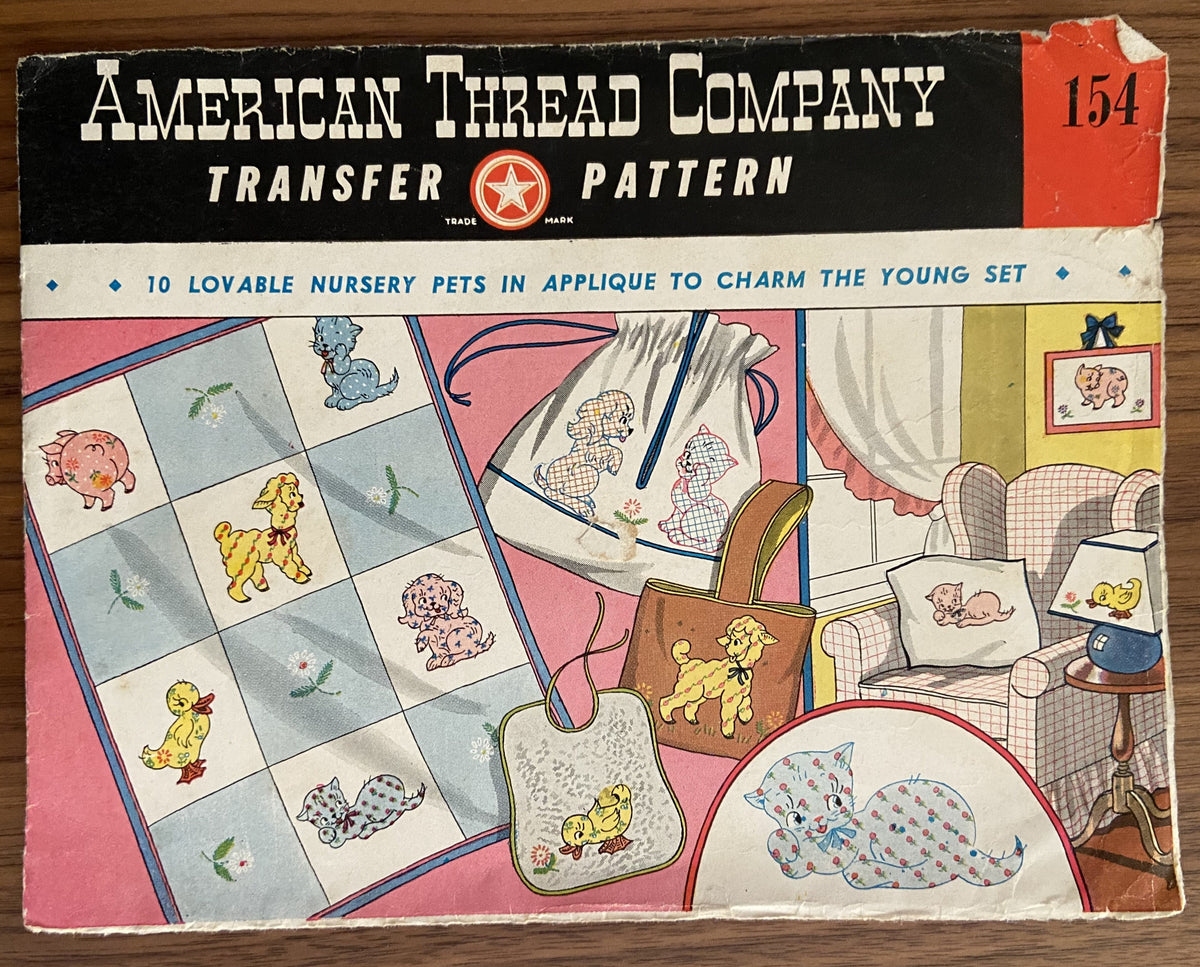 American thread company 154 circa 1940s 1950s vintage embroidery trans ...