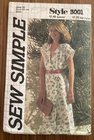 Style 3001 vintage 1980s wrap dress pattern Bust 32 1/2 inches
