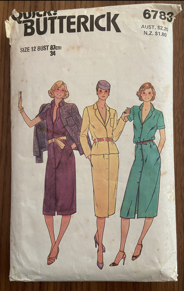 Quick! Butterick 6783 vintage 1980s dress and jacket pattern