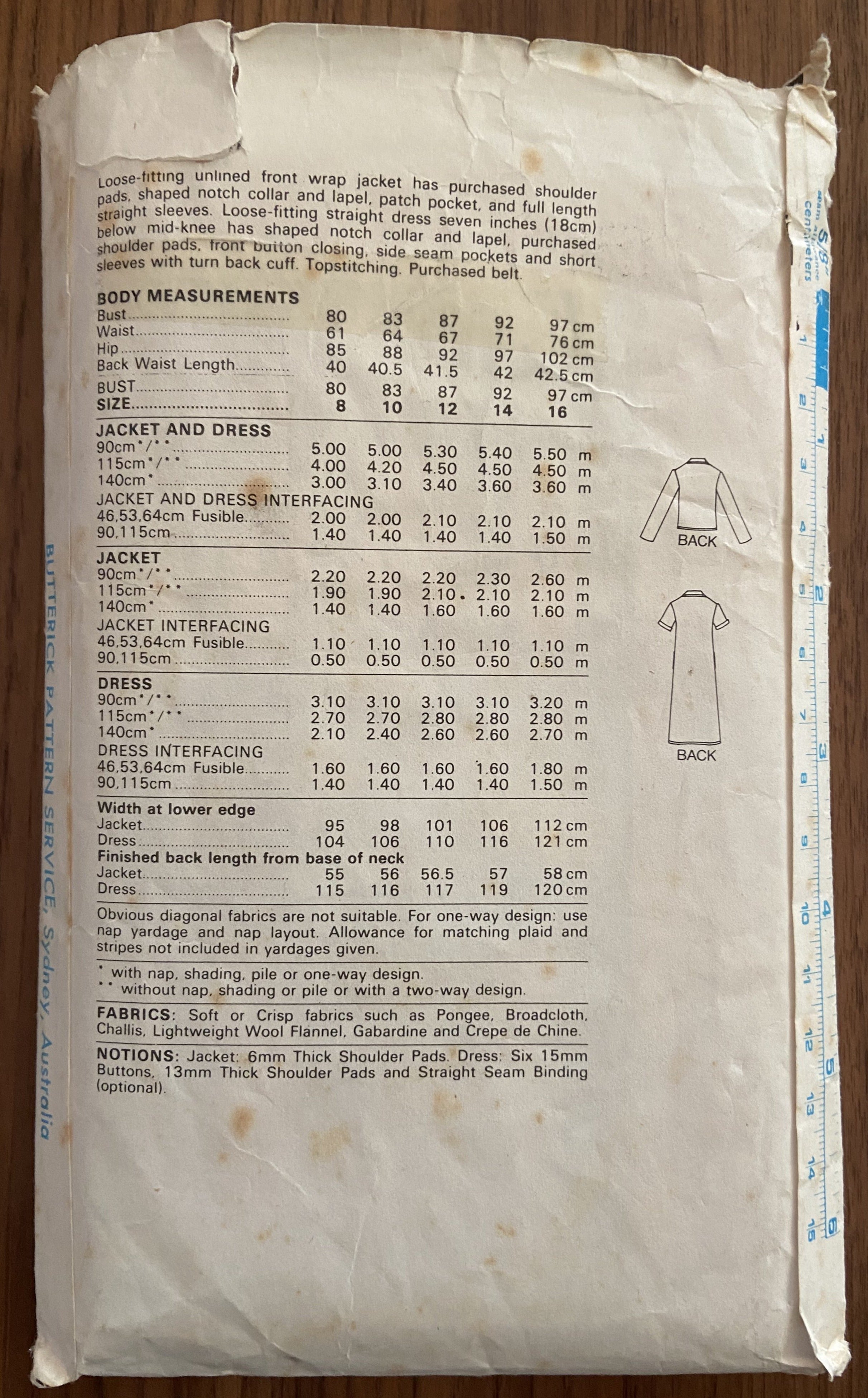 Quick! Butterick 6783 vintage 1980s dress and jacket pattern