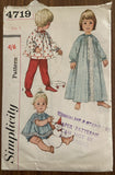 Simplicity 4719 1960s vintage child's nightgown and pajamas pattern