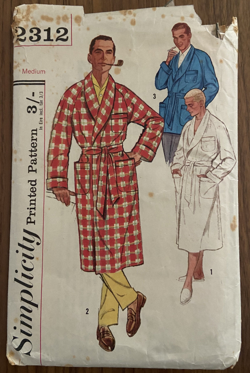 Free Man Robe Pattern Simplicity 2312 vintage 1950s men's robe sewing pattern – the vintage ...