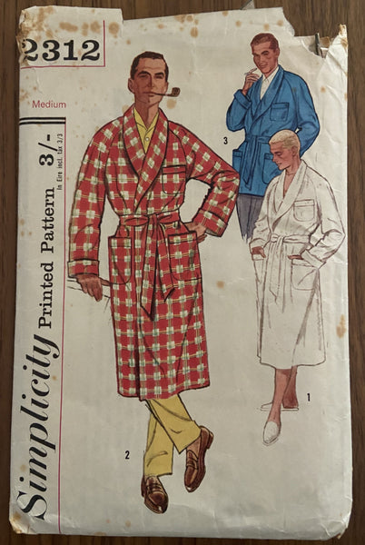Simplicity 2312 vintage 1950s men's robe sewing pattern