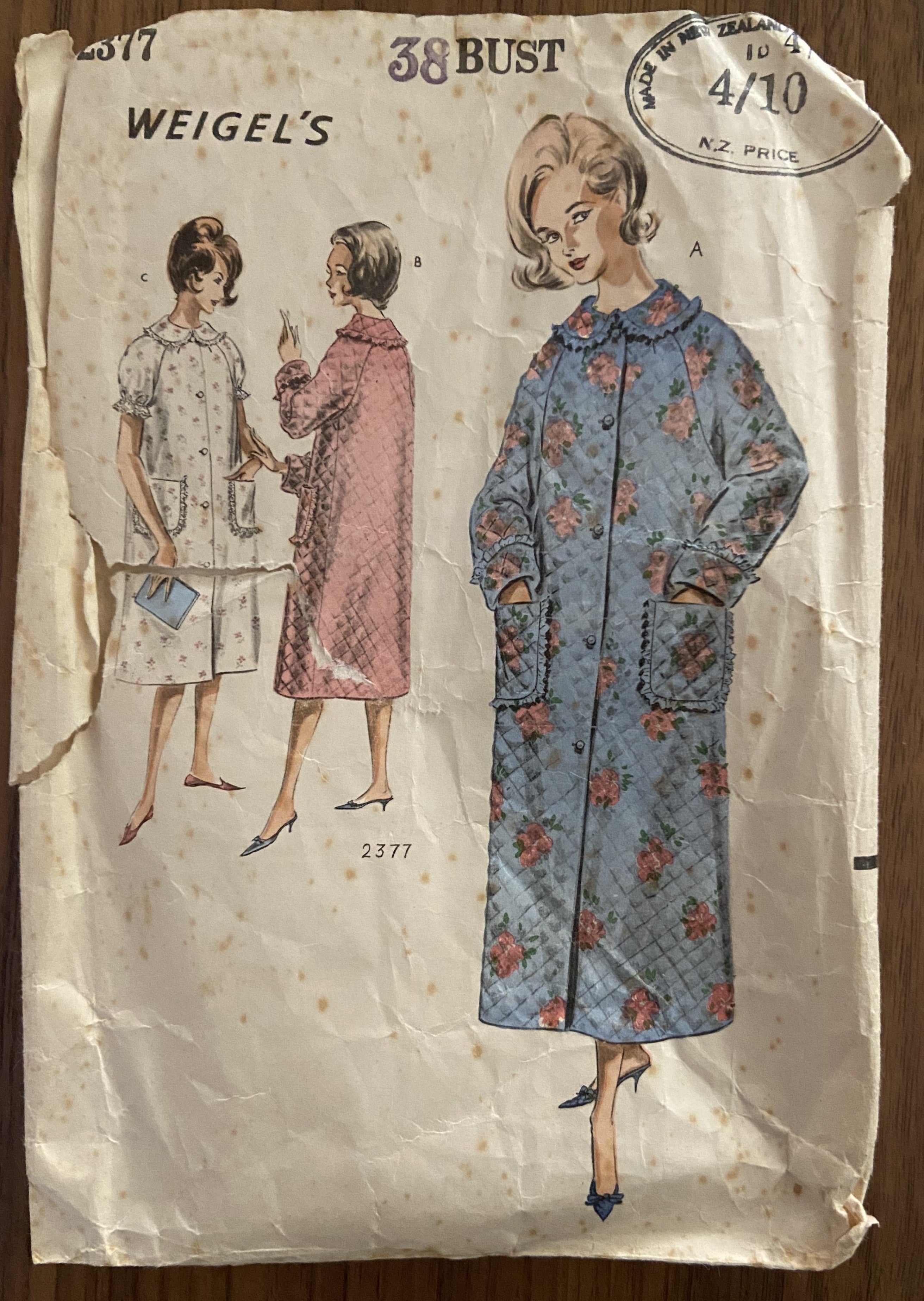 Weigel's 2377 vintage 1960s robe dressing gown sewing pattern wounded – the  vintage pattern market