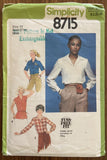 Simplicity 8715 vintage1970s blouse sewing pattern