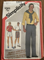 Simplicity 5399 vintage 1980s men's pants and shorts pattern