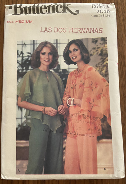 Butterick 5341 vintage 1970s blouse sewing pattern