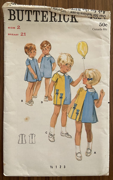 Butterick 4697 vintage 1960s toddler's dress and overalls sewing pattern