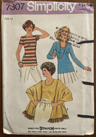 Simplicity 7307 vintage 1970s top and shawl pattern Bust 36 inches